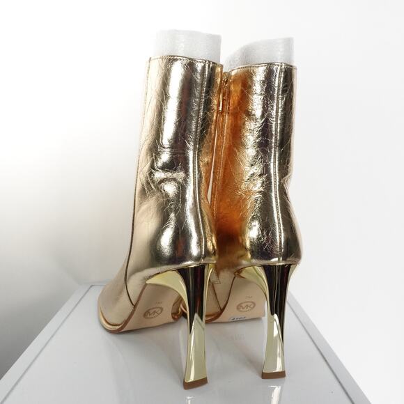 New Michael by Michael Kors Kelsea Leather Pale Gold Zip Boot Shoe Women’s Sz 7 - Picture 3 of 10